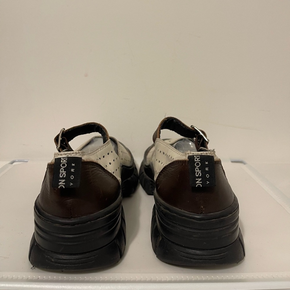2/$50. GIRAUDON SPORT Brown and Cream Lug Sole Mary Jane Shoes, Size 41, EUC - Picture 5 of 7